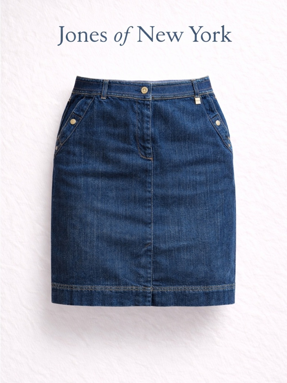 Jones New York Denim Pencil Skirt Size 8 Stretch Blue Utility Pockets